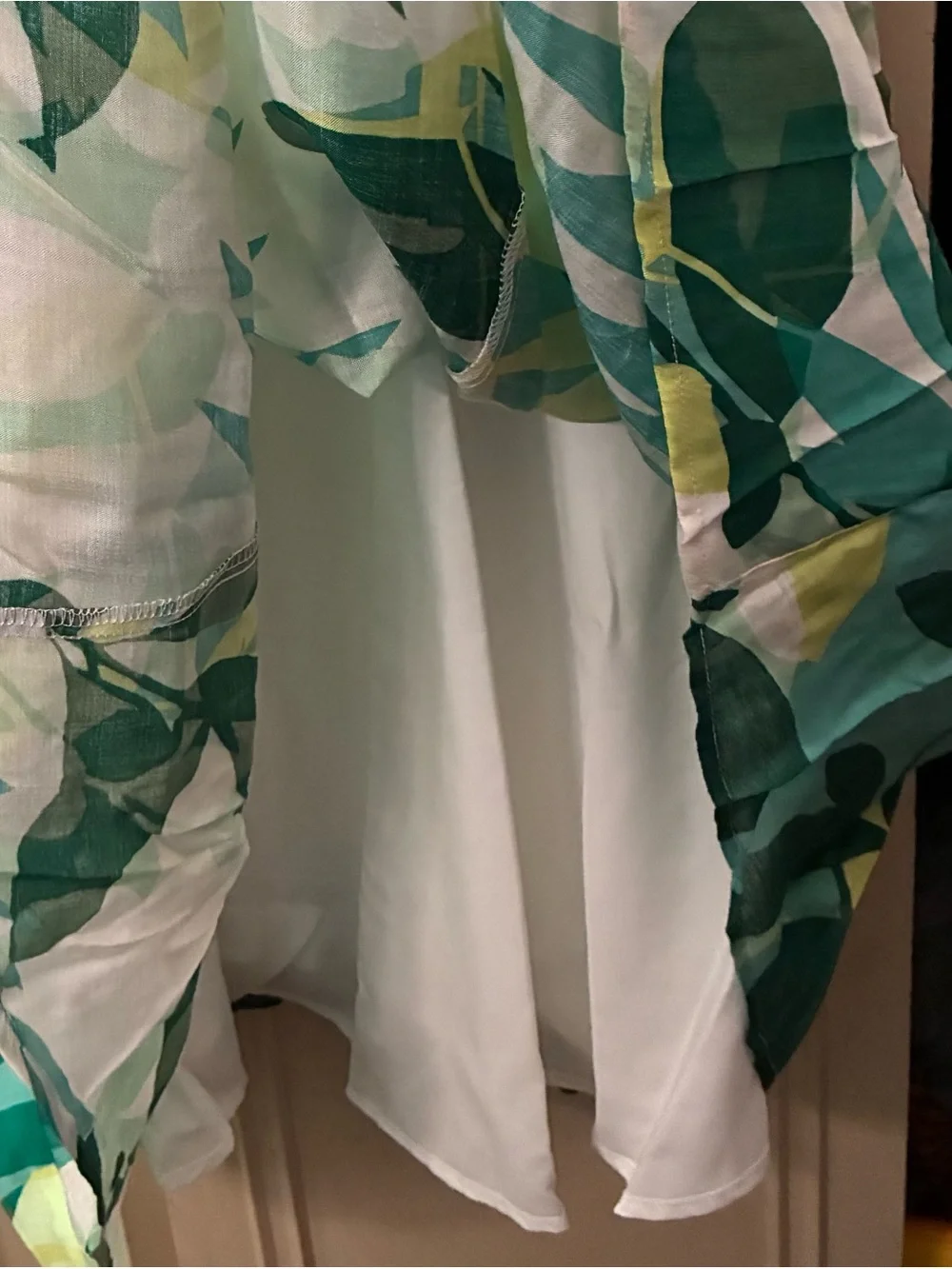 NWT Maggy London tropical Leaf-Print belted lined green/white midi Dress size 8